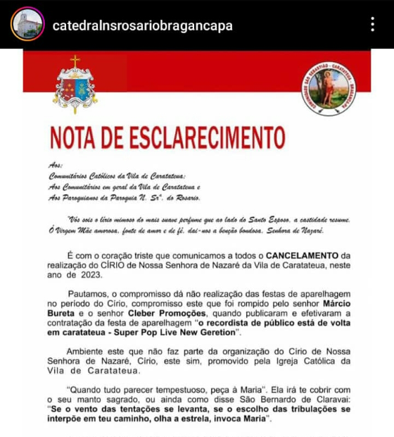 Círio em Caratateua, distrito de Bragança, é cancelado por festa de aparelhagem