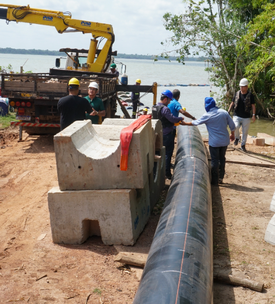 Obras da Estação de Tratamento de Esgoto da Estrada Nova avançam com a construção do emissário subaquático