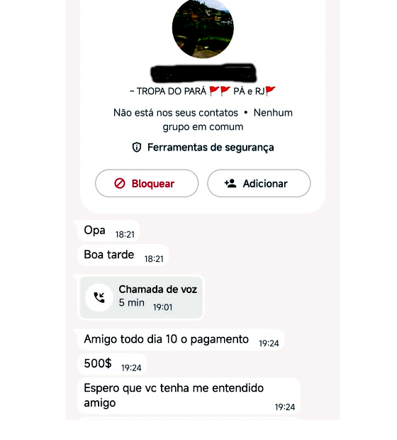 Crime organizado avisa via WhatsApp que vai começar a cobrar por 