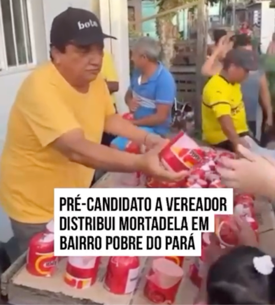 Pré-candidato a vereador distribui mortadela e dinheiro na Vila Mauiatá, em Igarapé-miri e divide opiniões