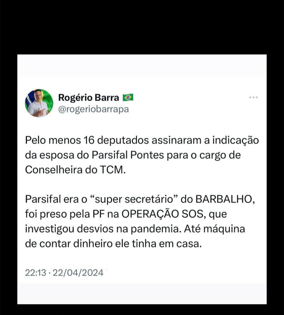 Pelo menos 16 deputados já assinaram indicação de Ann Pontes para vaga no TCM, diz Rogério Barra