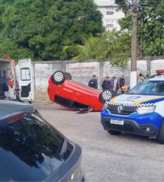 Carro capota e deixa pessoas feridas no bairro do Marco em Belém