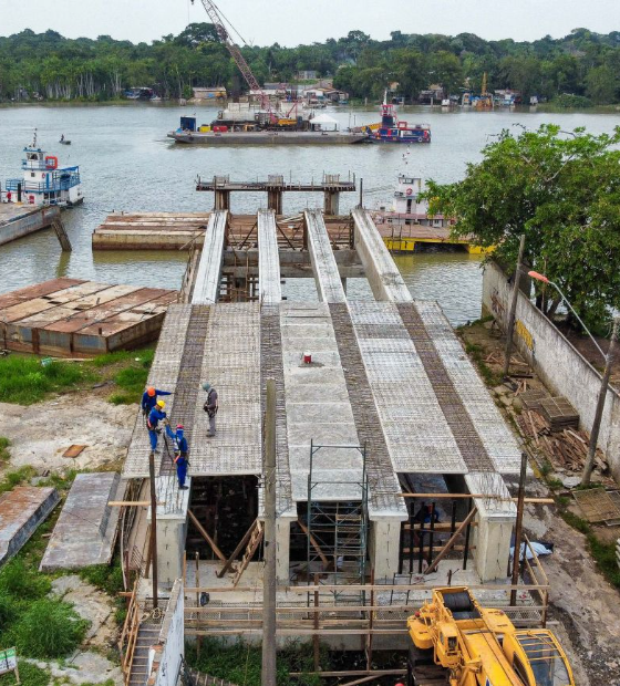 Obras da ponte estaiada entre Icoaraci e Outeiro avançam e alcançam 55% de conclusão