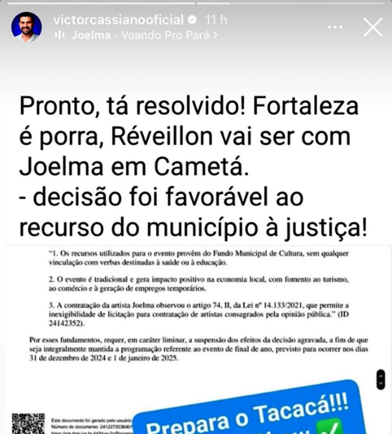 “Fortaleza é p*rra, réveillon vai ser com Joelma em Cametá”, diz prefeito debochado