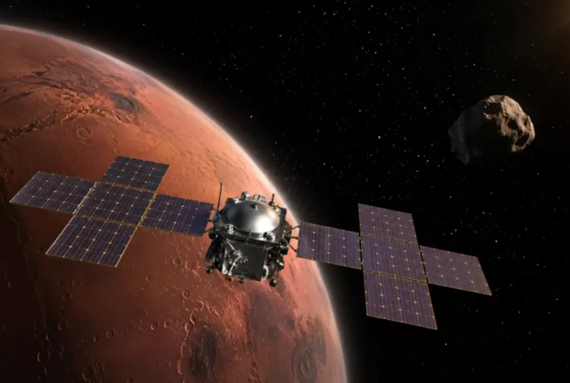 Sonda da Nasa pega impulso gravitacional em Marte rumo a asteroide rico em ouro
